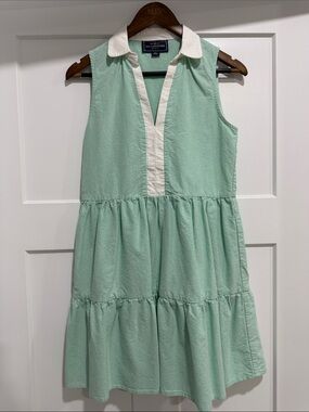 Kiel James Patrick Mint Green Sleeveless Tiered Dress with white Trim